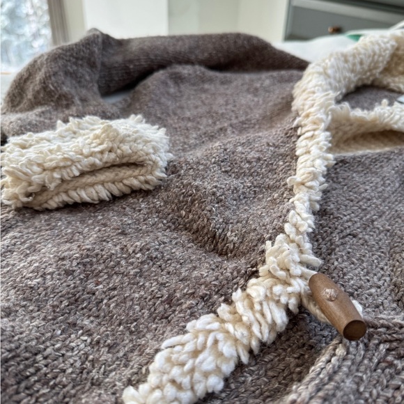 Vintage wool and cotton wrap style Sherpa sweater cardigan medium - Picture 8 of 14
